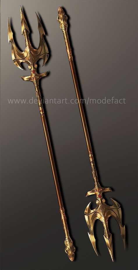 Cool Spears Design, Trident Concept Art, Trident Design Art, Spear Concept Design, Spears Design, Mage Staff, Trident Design, Tactical Swords, Fantasy Props