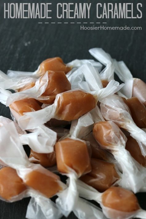 There’s nothing quite like homemade candy and these Homemade Creamy Caramels make the perfect treat! Toffee Christmas, Best New Recipes, Homemade Candy, Candy Fudge, Caramel Recipes, Interesting Recipes, Homemade Candies, Rock Candy, Yummy Sweets