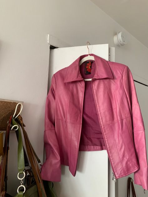 Pink Jackets Aesthetic, Pink Leather Jacket Aesthetic, Light Pink Leather Jacket, Pink Leather Jacket Outfit Aesthetic, Atom Eve Aesthetic, Pink Jacket Aesthetic, Pink Jacket Outfit Aesthetic, Pink Glam Aesthetic, Pink Leather Outfit