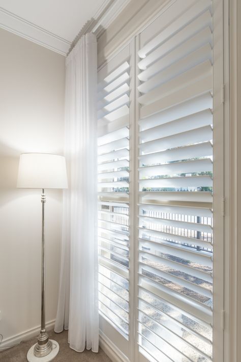 8 reasons shutters are a game changer for your home Modern Shutters Indoor, Window Shutters Inside, Window Shutters Indoor, Shutters With Curtains, Aluminium Shutters, Shutters Indoor, Bedroom Shutters, Modern Shutters, Shutters Interior