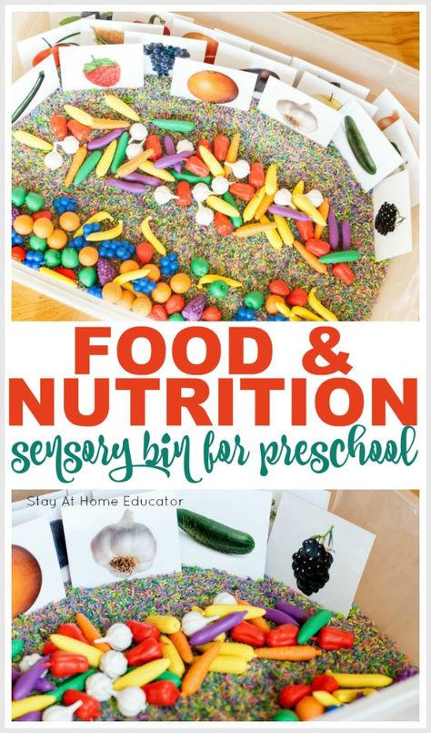 Healthy Food Sensory Bin, Preschool Healthy Eating, Realistic Play Food, Healthy Food Activities For Preschool, Healthy Food Activities, Nutrition Activities, Studying Food, Play Food Set, Food Activities