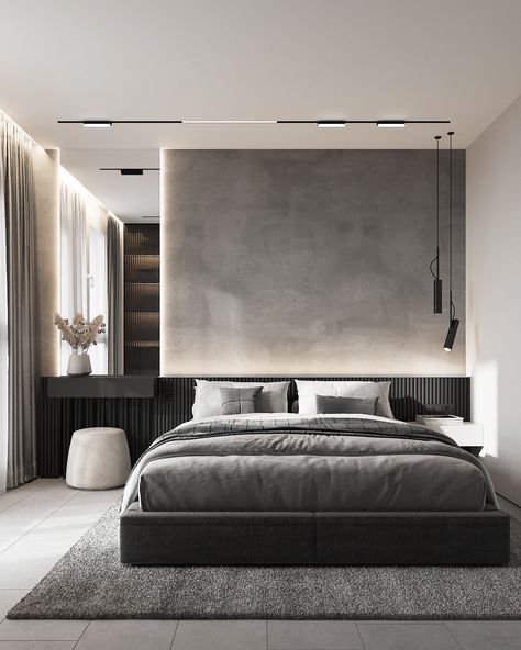 Grey Luxury Bedroom, Luxury Bedroom Design Master Suite, Contemporary Bedroom Interior Design, Blush Bedroom Decor, Sleeping Room Design, Modern Grey Bedroom, Light Gray Bedroom, Bedroom Behance, Grey Bedroom Design