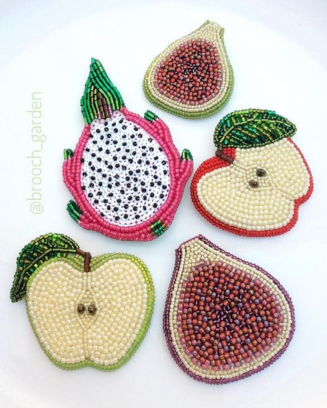 Beaded Fruit, Tambour Beading, Hand Beaded Embroidery, Diy Bead Embroidery, Tambour Embroidery, Beadwork Embroidery, Bead Embroidery Tutorial, Bead Embroidery Patterns, Bead Embroidery Jewelry