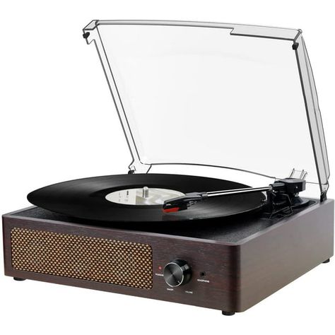 DIGITNOW Bluetooth Record Player Belt-Driven 3-Speed Turntable Built-in Stereo Speakers-Brown Lp Player, Vintage Vinyl Record Player, Old Record Player, Record Player Speakers, Suitcase Record Player, Bluetooth Record Player, Portable Record Player, Turntable Record Player, Retro Record Player