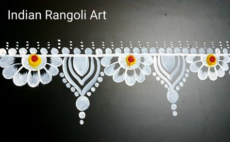 Indian Rangoli Art//Learn to make front door rangoli//make simple rangoli border//Alpona border//Gummam muggulu Border Alpona, Door Rangoli Designs, Simple Border Rangoli, Door Rangoli, Border Kolam, Surface Pattern Design Inspiration, Border Rangoli, Rangoli Designs Photos, Rangoli Simple