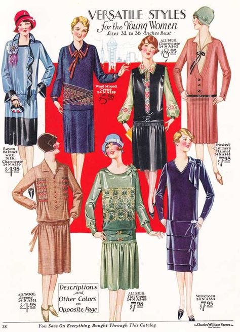 Women's Fashion from a 1927 catalog #vintage #1920s #fashion 1920s Day Dress, 1920 Style, 1920s Fashion Women, Golf Attire Women, 1920s Outfits, 1920 Fashion, 20s Fashion, 1920s Dress, Old Fashion