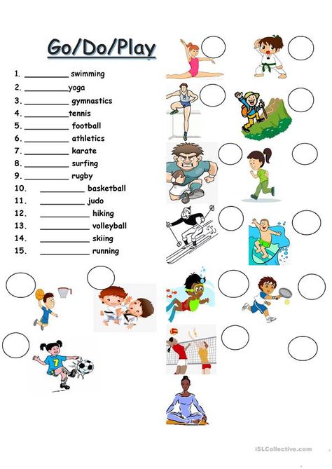 Do, Go, play Sports - English ESL Worksheets for distance learning and physical classrooms English Primary School, Sport English, Sports Activities For Kids, English Time, English Activities For Kids, Vintage Phone, Action Verbs, Virtual Learning, English Lessons For Kids