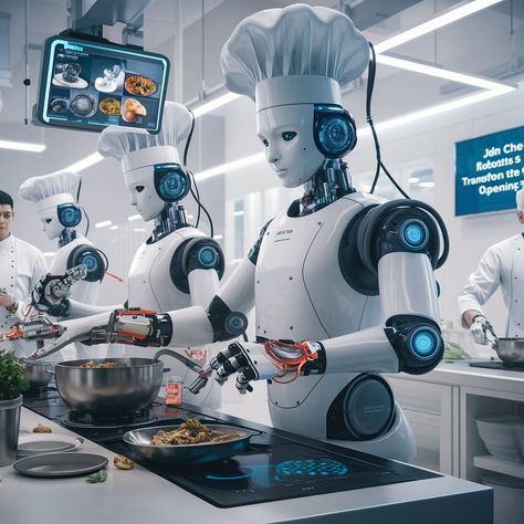 Chef robotics seeks talent Robot Chef, 90s Interior, Future Robots, Mansion Exterior, Intelligent Robot, Robotics Engineering, Futuristic Robot, Eco City, Food Tech