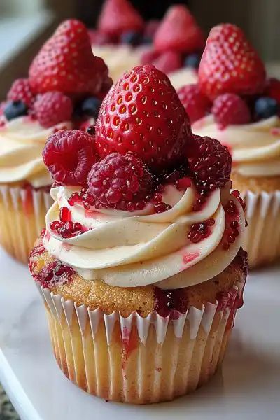 Fruit Birthday Cupcakes, Strawberry Cheesecake Cupcakes Recipe, Strawberry Cupcake Cake, Gourmet Cupcake Ideas, Boxed Cupcake Recipes, Strawberry Cupcake Ideas, White Chocolate Strawberry Cupcakes, Cupcake Recipes With Filling, Cupcake Flavor Combinations