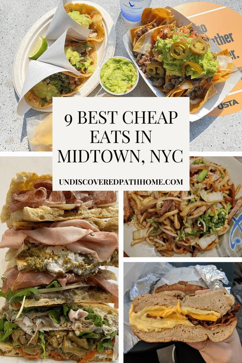 Cheap Restaurants In Nyc, Cheap Eats Nyc, New York Trip Planning, Nyc Midtown, Fun Restaurants In Nyc, New York Eats, Midtown Nyc, Manhattan Restaurants, Eat On A Budget