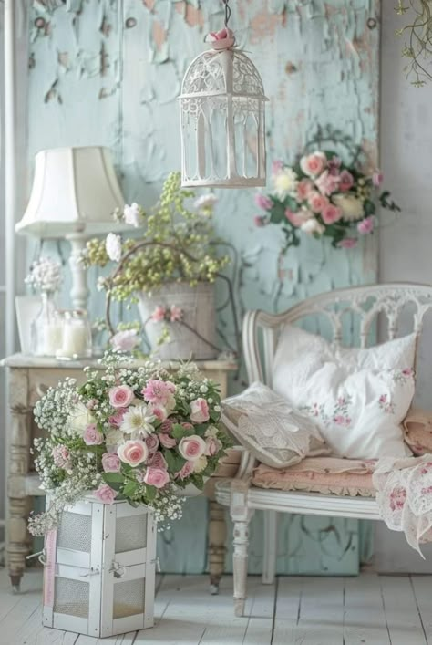 Salone Shabby Chic, Shabby Chic Living Room Design, House Themes, Pastel Inspiration, Fall Interior Design, Shabby Chic Christmas Ornaments, Wedding Dining Decor, Vintage Shabby Chic Decor, Shabby Chic Decor Living Room