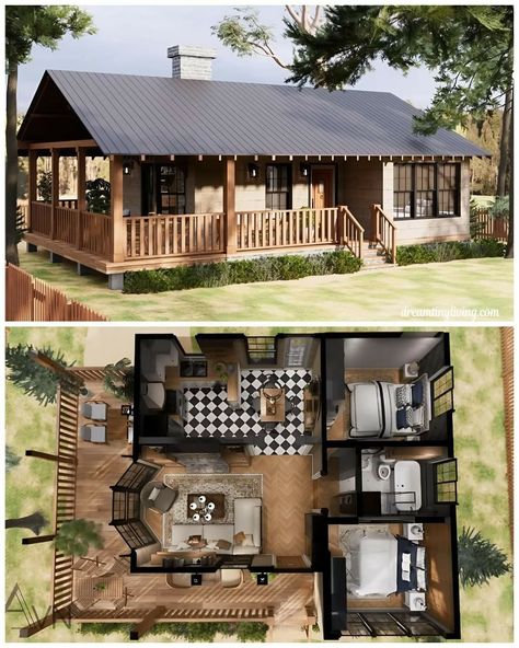 Small House Blueprints, Small Cottage House Plans, House Flippers, Sims 4 House Plans, Sims 4 House Building, House Floor Design, Sims 4 House Design, Casas The Sims 4, Sims House Plans