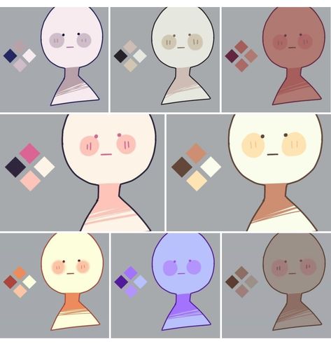 Color Plattes Ibis Paint, Character Color Palette Ideas, Soft Art Style Digital, Collab Art Base 2 Friends, Hair Lighting Reference, Face Shading Reference, Bangs Drawing Reference, Color Palettes Art, Shading Colors