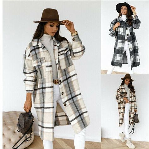 Ladies Checked Coat Fleece Casual Jacket Shacket Top Shirt Long Tunic Oversized  Improved Material and Fit  Shacket   Thick Fleece like Material  Package includes:  1 X Shacket/ Jacket SIZE(CM) length Bust Shoulder Sleeve S 104 104 51 50 M 105 108 51 51 L 106 112 52 52 XL 107 116 52 53 2XL 108 120 52 54 Winter Coat Puffer Hooded Padded UK Outwear Jacket Ladies Womens Quilted Bubble 29.59 GBP 1.99 GBP Women Outwear Fluffy Faux Jacket Bear Hooded Hoodie Winter Ladies Teddy Fur Coat 17.97 GBP 1.99 Long Plaid Coat, Fall Fashion Staples, Breast Shirt, Trendy Outerwear, Long Overcoat, Womens Windbreaker, Plaid Coat, Fall Coat, Woolen Coat