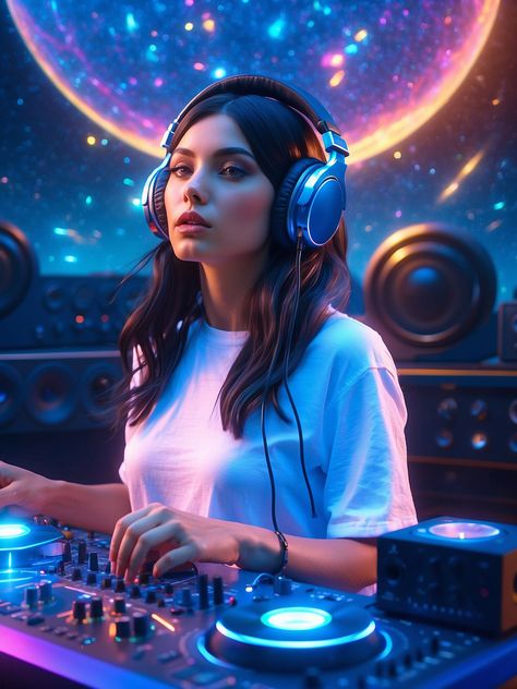 Beautiful DJ girl with dark flowing hair and headphone 2 Dj Girl, Girl Dj, Music Girl, Flowing Hair, All About Music, Free Trial, Tik Tok, Headphones, Dj