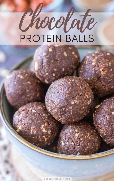 Chocolate Peanut Butter Protein Balls | Natalie's Health Essen, Cottage Cheese Protein Balls, Chocolate Peanut Butter Protein Balls, Chocolate Protein Balls, Peanut Butter Protein Balls, Protein Balls Healthy, Protein Balls Recipes, Speed Foods, Protein Bites