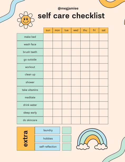 1. Get enough sleep.
 2. Eat a healthy diet.
 3. Exercise regularly.
 4. Spend time in nature.
 5. Connect with loved ones.

Prioritize your self-care and live a happier, healthier Daily To Do List Ideas For Students, Sorayahylmi Checklist, Self Care Savings Tracker, Selfcare Day Checklist, Self Care Checklist For Women, Day Routine For Students, Selfcare Template, Self Care Day Checklist, Self Care Organization