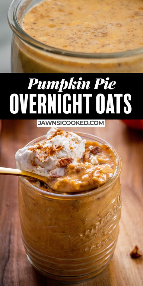 Leftover Canned Pumpkin, Leftover Pumpkin Puree, Easy Fall Breakfast, Pumpkin Pie Overnight Oats, Overnight Oats Recipe Easy, Canned Pumpkin Recipes, Pumpkin Breakfast Recipes, Pumpkin Overnight Oats, Pumpkin Puree Recipes