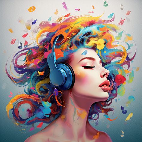 A woman listening to music on headphones Music Is My Therapy, Therapy Design, Power Of Music, The Power Of Music, A Best Friend, Musical Art, Music Music, Music Is, Learn To Paint