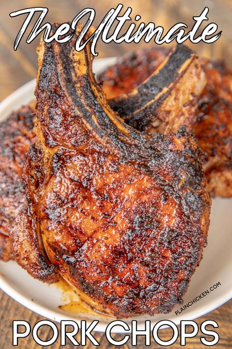 The Ultimate Pork Chops Pork Chop Brine, Best Pork Chop Recipe, Pork Chop Marinade, Pork Chop Recipes Baked, Pork Chop Dinner, Plain Chicken, Pork Dinner, Grilled Pork Chops, Tenderloin Recipes