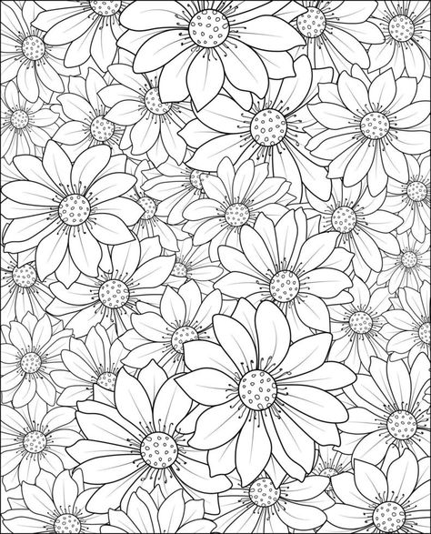 Flower Colouring Pages, Flower Pattern Illustration, Daisy Flower Pattern, Frangipani Flower, Flower Sketch, Pattern Coloring Pages, Detailed Coloring Pages, Mermaid Coloring Pages, Book Flowers