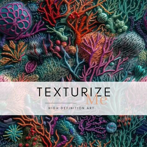 Welcome to TexturizeMe! At the heart of my cozy nook in Ontario, Canada, lies a passionate drive: crafting design textures that breathe life into every creative project. With a keen eye for details and a dash of Ontario-inspired warmth, every piece from TexturizeMe becomes a cherished element in your creations. Why choose TexturizeMe? Ideal Size: Every design is fashioned at a universally preferred size of 12 x 12 inches (3600x3600)300DPI. This size is perfect for a plethora of projects, ensuring flexibility and ease of use. Professional Upscaling: I ensure each image is sharp, vibrant, and detailed. This is especially handy when you need the design to stand out. Unique Inspiration: Whether it's the intricate patterns of embroidery or a design that tickles your fancy, each is curated with Seaweed Embroidery, Unique Embroidery, Coral Embroidery, Coral Embroidery Design, Coral Reef Embroidery, Sea Inspired Textiles, Fabric Waves Textile Art, Coral Inspired Embroidery, Coral Textile Art