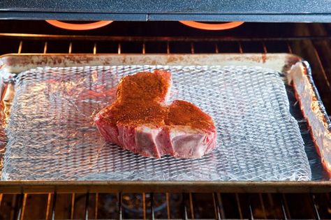 T-bone steak on broiler pan in oven. Tbone Steak In Oven, Crockpot Ribeye Steak Recipes, Grilled Sirloin Steak Recipes, Steak Recipes Pan, Tbone Steak Recipe, Grilled Ribeye Steak Recipes, Marinated Steak Recipes, Tbone Steak, Oven Steak