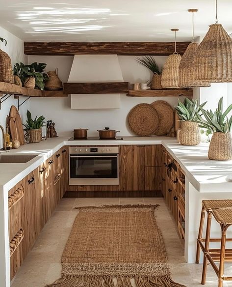 Pantry Cupboard Designs, Modern Boho Kitchen, Creative Design Furniture, Earthy Home Decor, Natural Kitchen, Kitchen Colour Schemes, Boho Kitchen, Modern House Plans, Kitchen Shelves