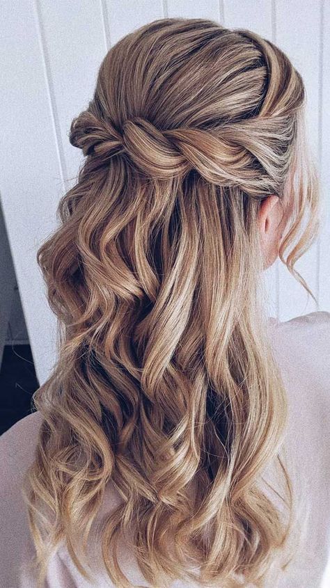 43 Gorgeous Half Up Half Down Hairstyles Bridal Half Up Half Down, Half Up Wedding, Wedding Hair Half, Wedding Hairstyles Bridesmaid, Bridesmaid Hair Half Up, Wedding Hairstyles Half Up Half Down, Wedding Hair Inspiration, Hairstyles Curly, Hairstyles Braids