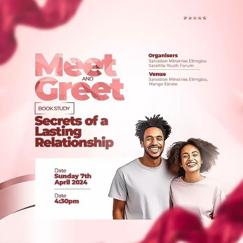 Meet ñ Greet Flyer design We design @_perfectgfx @sportifydsgn Message Us for more design projects and follow for more design inspiration ☺️ 🖋️ #flyerdesign #follow #followers #instagram #freelance #public #nee #design #adobephotoshop #designer #top #trend #look #meetandgreet #study #globe #relationships #bonds Event Programs, Followers Instagram, Graphic Design Tutorials Learning, Makeup News, Graphic Design Flyer, Flyer Design Inspiration, Event Poster Design, Church Graphic Design, Birthday Flyer