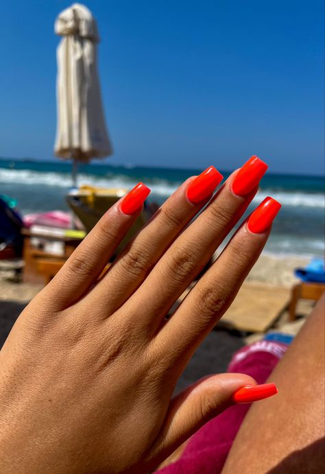 Neon coral acrylic nails with a great tan Nails For Vacation, Perfect Summer Nails, Vacation Nails, Nail Patterns, Perfect Summer, Summer Nails, Nail Ideas, Nails, Pattern