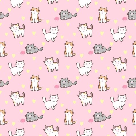 Cat Illustration Design, Paper Cats, Cat Pattern Wallpaper, Stencil Patterns Templates, Wallpaper Cats, Surface Pattern Design Inspiration, Cute Cartoon Cat, Cute Cat Illustration, Cat Background