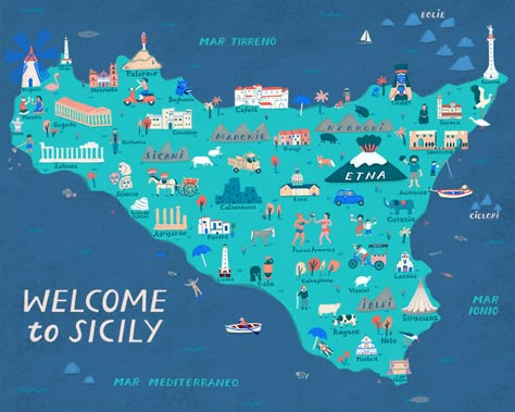 Sicily Map - Karenabend.com Pictures Of Sicily Italy, Sicily Italy Wallpaper, House In Sicily, Sicily Italy Aesthetic Wallpaper, Sicilia Aesthetic, Sicily Italy Map, Sicily Italy Aesthetic, Sicily Map Illustration, Sicily Trip