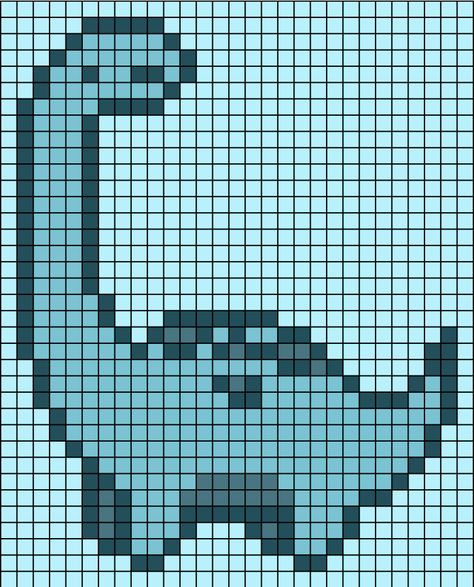 Dino Pixel Art Pattern, Dino Alpha Pattern, Pixel Art Pattern Dinosaur, Dino Pixel Art, Dinosaur Pixel Art, Dinosaur Pixel, Dinosaurs Cute, Easy Perler Beads Ideas, Easy Pixel Art