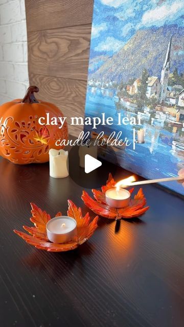 Air Dry Clay Candle Holder, Clay Candle Holders Diy, Candle Holder Clay, Candle Holder Diy, Diy Tiktok, Leaf Clay, Clay Candle Holders, Sculpture Pottery, Easy Kid Activities