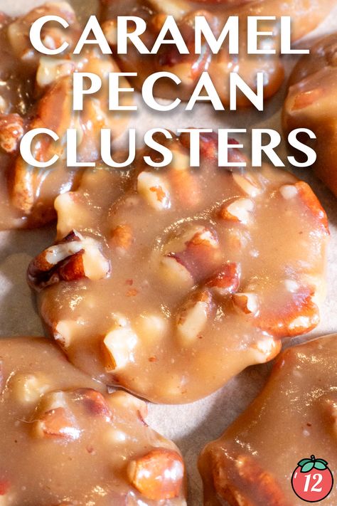 Caramel Pecan Clusters | 12 Tomatoes Food Dolls Slow Cooker Chocolate Caramel Pecan Clusters, Caramel Pecan Cookies Recipe, Caramel Pecans Recipe, Caramel Pecan Fudge Recipe, White Chocolate Caramel Pecan Fudge, New Orleans Pecan Clusters, Caramel Pecan Clusters Recipe, Peanut Caramel Clusters, Pecan Clusters Recipe