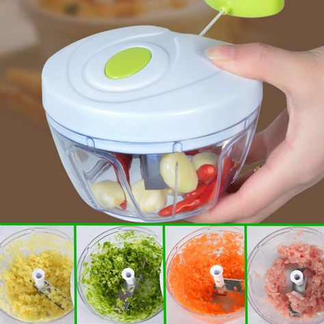 Manual Pull Rope Food Vegetable Blender Chopper Hand Held Pulling Slicer Mincer - Newchic Onion Vegetable, Onion Chopper, Essential Kitchen Tools, Vegetable Chopper, Blender Recipes, Food Chopper, Instant Recipes, Meat Grinder, Fruit Recipes