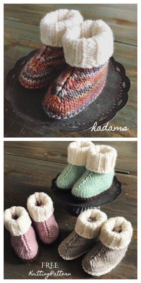 Knit Baby UGG Booties Free Knitting Pattern - Knitting Pattern Baby Socks Knitting Pattern, Baby Boy Knitting Patterns Free, Easy Baby Knitting Patterns, Boys Knitting Patterns Free, Knit Slippers Free Pattern, Knitted Baby Booties, Baby Booties Free Pattern, Knit Baby Shoes, Knitted Slippers Pattern