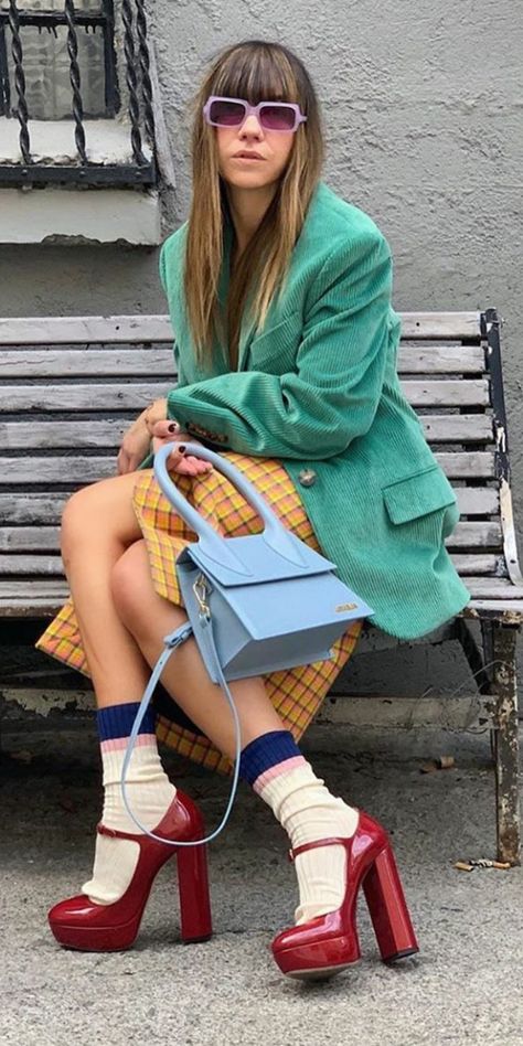 Retro Looks, Eclectic Fashion, Japanese Street Fashion, Street Style Inspiration, Blazer Fashion, Only Fashion, Fall Fashion Outfits, Colourful Outfits, Looks Style