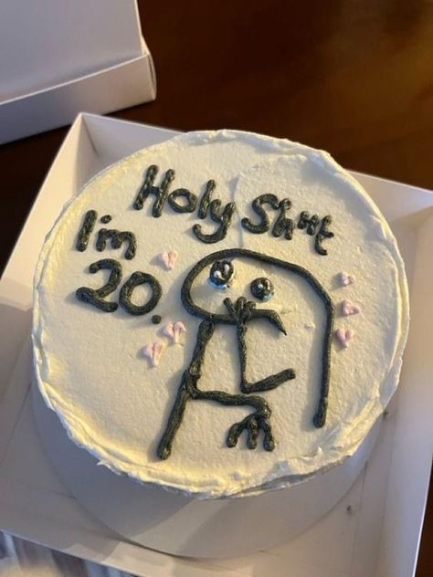 Funny Quote Birthday Cakes, Famous Birthday Cakes, 20 Th Bday Cake, Cake Designs Birthday 20 Years, 20th Birthday Cake Idea, Bento Cake Design 20th Birthday, You Are 20 No One Has To Know Cake, Your 20 Birthday Cake, Birthday Cake Meme Funny