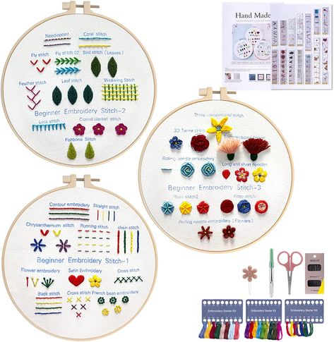 Diy Hand Embroidery, Funny Embroidery, Beginner Embroidery Kit, Beginners Embroidery, Embroidery Stitch, Hand Embroidery Kit, Different Stitches, Craft Lovers, Embroidery Needles