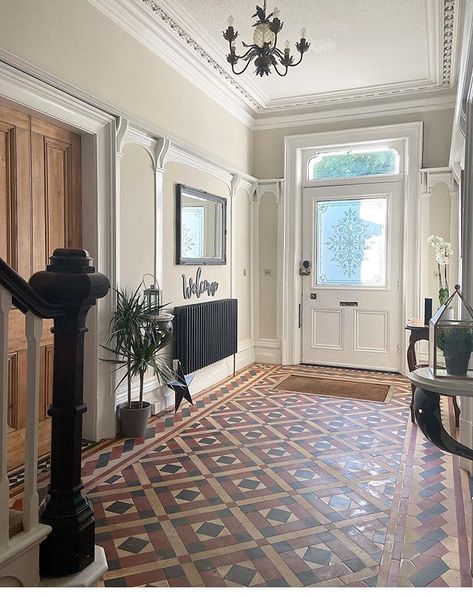 Victorian Entrance Hall, Victorian Hallway Ideas, Renovated Victorian House, Victorian House Renovation, Best Neutral Paint Colors, Victorian House Interiors, Victorian Hallway, Victorian Renovation, Hall Flooring