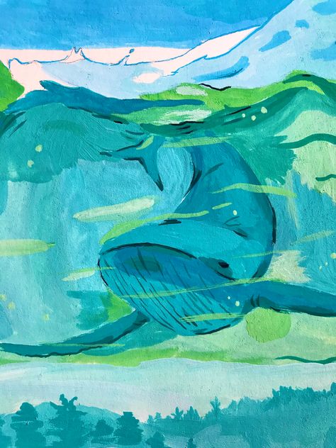 Whale Oil Pastel, Gouache Card, Blue Drawings, Nature Sketch, Posca Art, Puppy Art, Color Dream, Sketch Artist, Gouache Art