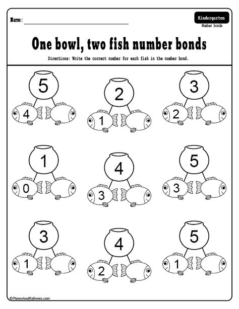 One fish two fish - Fun Dr. Seuss math activities for kindergarten. Free printable number bonds and decomposing numbers to 10. #kindergarten #drseuss #worksheets Number Bonding Worksheets, Number Bonds To 10 Activities, Dr Seuss Math Activities, Dr Seuss Math, Decomposing Numbers Kindergarten, Dr. Suess, Number Bonds Kindergarten, Number Bonds Worksheets, Number Bonds To 10