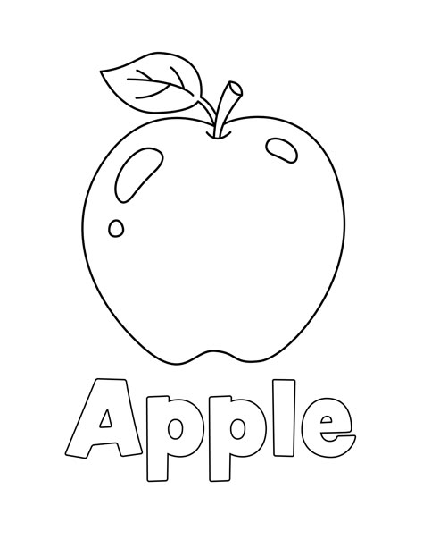 Apple Coloring Page from LittleBeeFamily.com Apple Tree Coloring Page Free Printable, Coloring Fruits For Kids, Apple Tree Coloring Page, Fruits Colouring Pages For Kids, Apple Coloring Pages For Kids, Fruits Coloring Pages For Kids, Fruit Coloring Pages Free Printable, Coloring Activity For Kindergarten, Fruits Activities For Kids