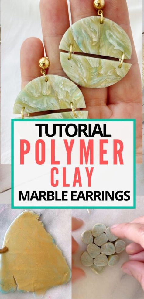 Polymer Clay Earrings Tutorial, Clay Earrings Tutorial, Polymer Clay Projects Diy, Marble Polymer Clay, Polymer Cane, Clay Earring Ideas, Polymer Clay Cane Tutorial, Polymer Clay Techniques, Clay Arts