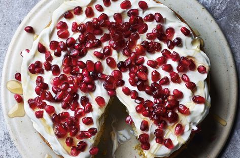 Pomegranate & Pistachio Cake Recipe | Waitrose & Partners Pomegranate Pistachio, Pomegranate Cake, Pistachio Cake Recipe, Fresh Pasta Sauce, Frozen Seafood, Pistachio Cake, Japanese Dessert, Christmas Breakfast, Cooking Ingredients