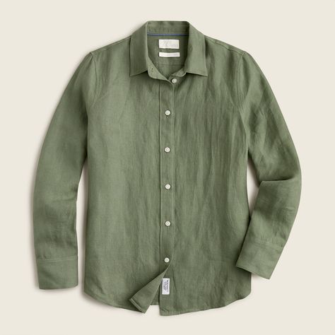 J.Crew: Slim-fit Baird McNutt Irish Linen Shirt For Women Boxers For Men, Irish Clothing, Green Linen Shirt, Boxer For Men, Mens Linen, Irish Linen, Linen Shop, Crew Shirt, Shirt For Women