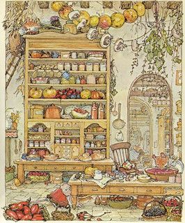 Brambly Hedge Illustrations (Would love to find a larger version of this!  Such amazing detail!) Jill Barklem, Illustration Kunst, Brambly Hedge, 동화 삽화, Marjolein Bastin, Purple Home, Kitchen Posters, Illustration Vintage, Art Et Illustration