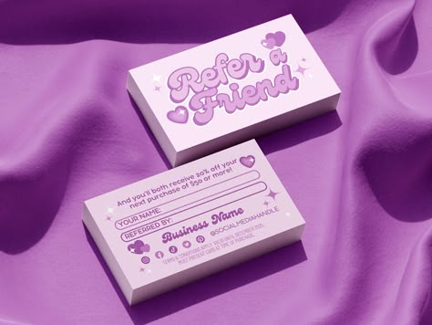 . A modern, minimalist design perfect for any beauty. #y2kfonts #canvadesign #retrodesign #digitalart #vintageaesthetic Iridescent Business Cards, Cute Business Cards Design, Lash Tech Business Cards, Wax Suite, Nail Business Cards, Retro Beauty Salon, Nail Office, Lilac Logo, Y2k Fonts